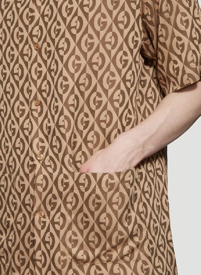 Shop Gucci G Rhombus Short Sleeved Shirt In Brown