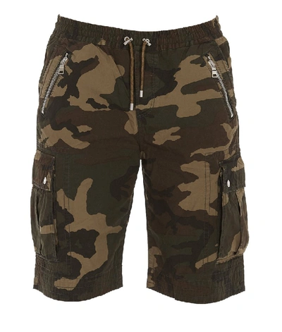 Shop Balmain Camouflage Shorts In Green
