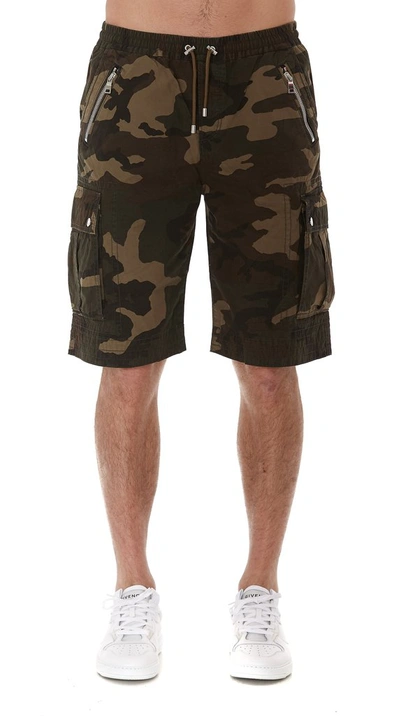 Shop Balmain Camouflage Shorts In Green