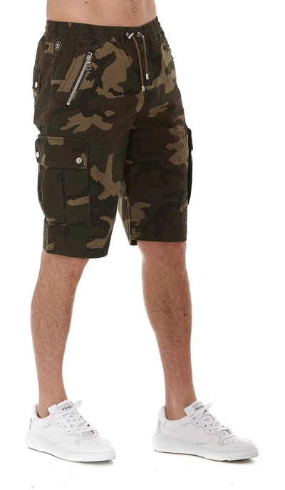 Shop Balmain Camouflage Shorts In Green