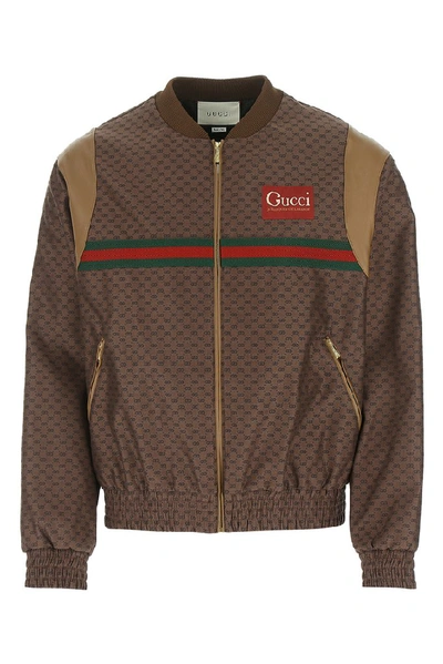Shop Gucci Gg Logo Motif Bomber Jacket In Multi