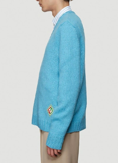 Shop Gucci Logo Patch Sweater In Blue