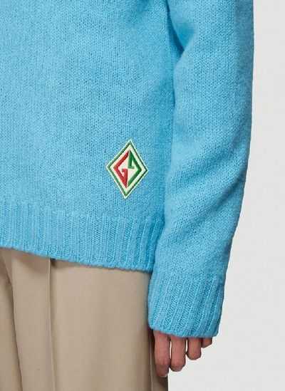 Shop Gucci Logo Patch Sweater In Blue