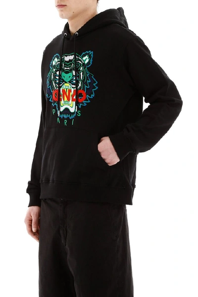 Shop Kenzo Printed Tiger Hoodie In Black