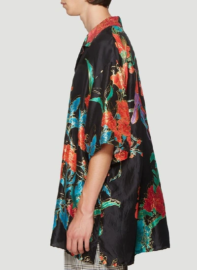 Shop Gucci Oversized Floral Print Shirt In Multi