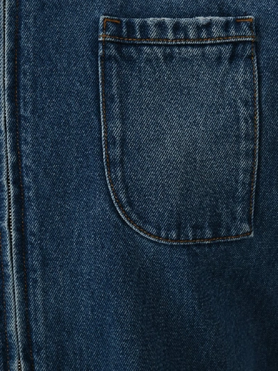 Shop Fendi Short Sleeve Denim Jumpsuit In Blue