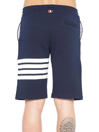 Shop Thom Browne Four Bar Sweat Shorts In Blue