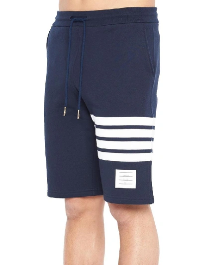 Shop Thom Browne Four Bar Sweat Shorts In Blue