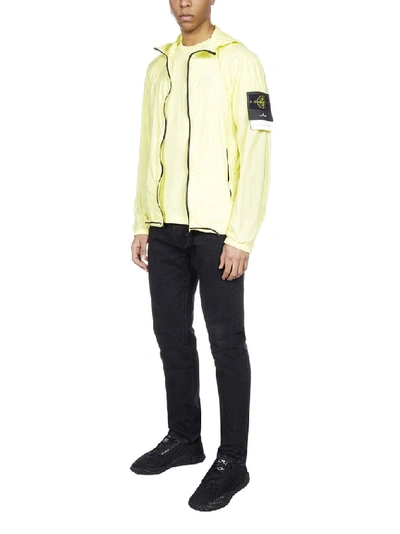 Shop Stone Island Logo Jacket In Yellow