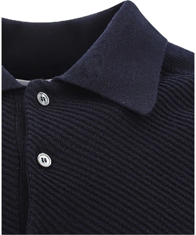 Shop Thom Browne Stripe Sleeve Detail Polo Shirt In Blue
