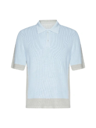 Shop Jacquemus Knitted Polo Shirt In Blue