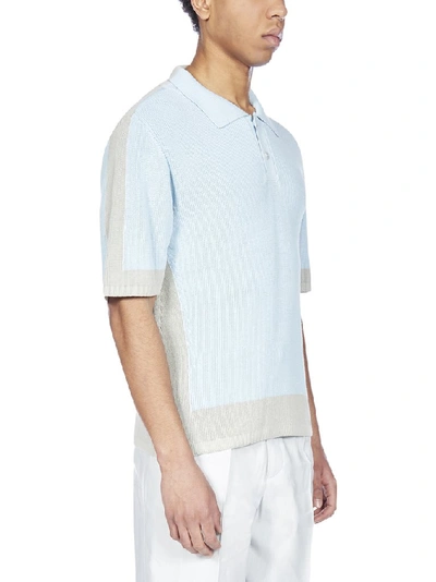 Shop Jacquemus Knitted Polo Shirt In Blue