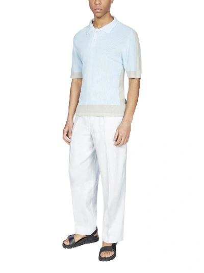 Shop Jacquemus Knitted Polo Shirt In Blue