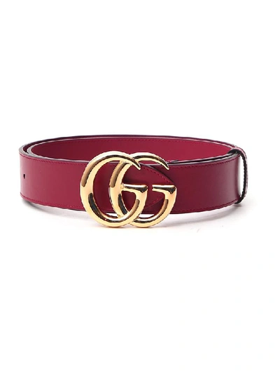 Shop Gucci Gg Buckle Belt In Red