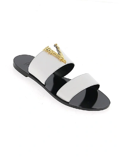 Shop Versace Virtus Slip-on Sandals In Multi
