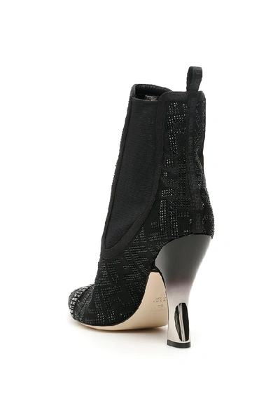 Shop Fendi Colibrì Mesh Panelled Pointed Ankle Boots In Black