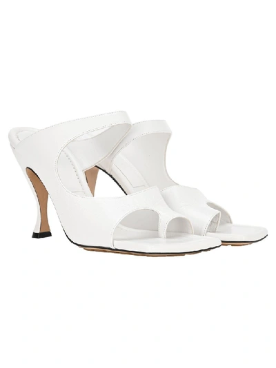 Shop Bottega Veneta Square Toe Sandals In White