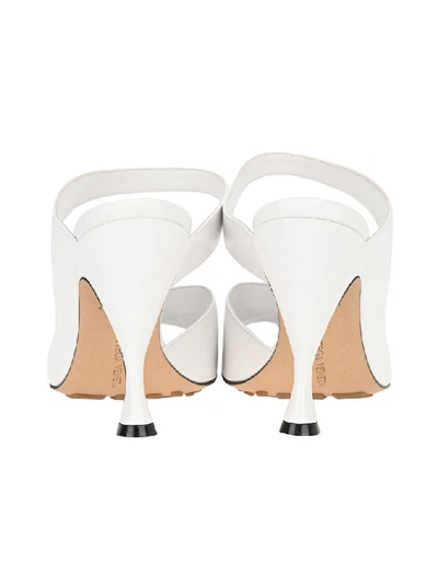 Shop Bottega Veneta Square Toe Sandals In White