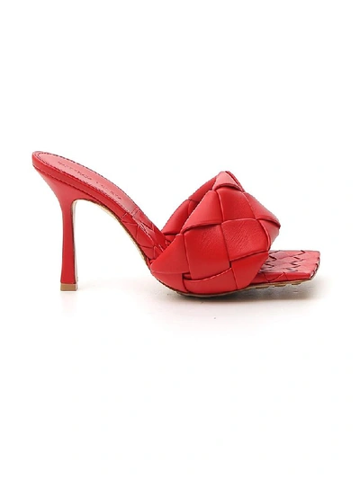 Shop Bottega Veneta Intrecciato Sandals In Red Red