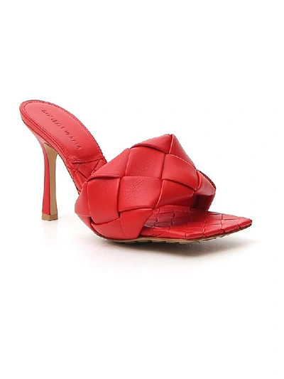 Shop Bottega Veneta Intrecciato Sandals In Red Red