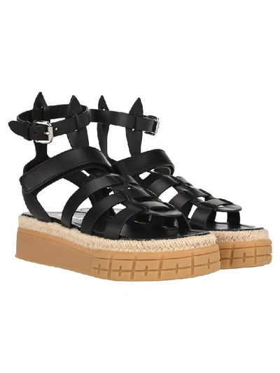 Shop Prada Thick Sole Gladiator Sandals In Black