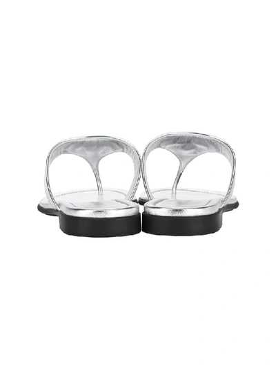 Shop Prada Metallic Logo Sandals In Silver