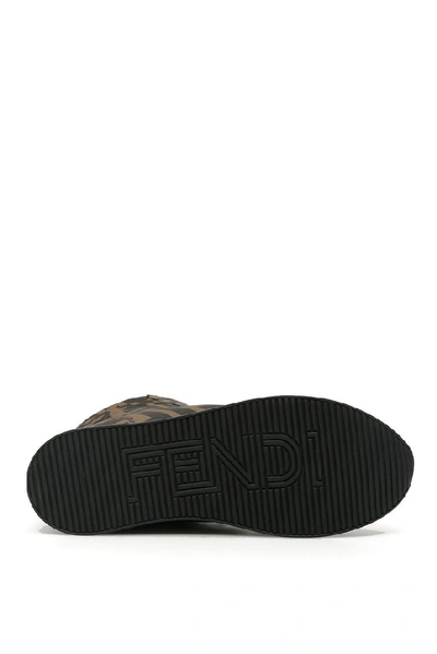 Shop Fendi Logo Monogram High Top Sneakers In Brown