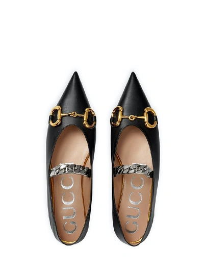 Shop Gucci Horsebit Flat Shoes In Black