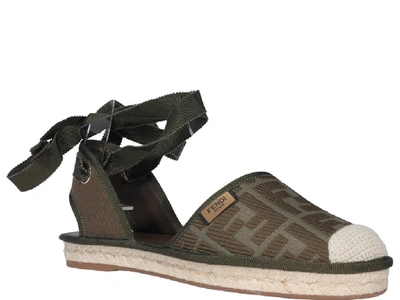 Shop Fendi Roma Ribbon Lace Up Espadrilles In Multi