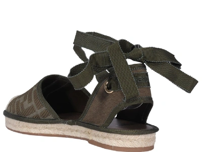 Shop Fendi Roma Ribbon Lace Up Espadrilles In Multi