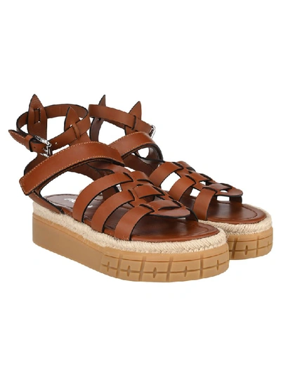 Shop Prada Thick Sole Gladiator Sandals In Brown