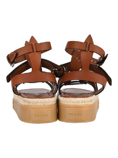 Shop Prada Thick Sole Gladiator Sandals In Brown