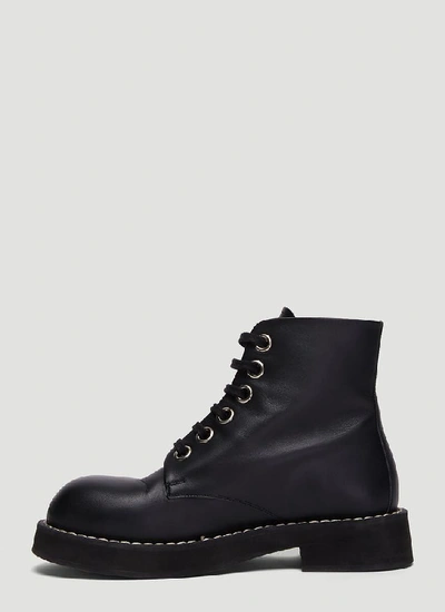 Shop Marni Lace Up Boots In Black