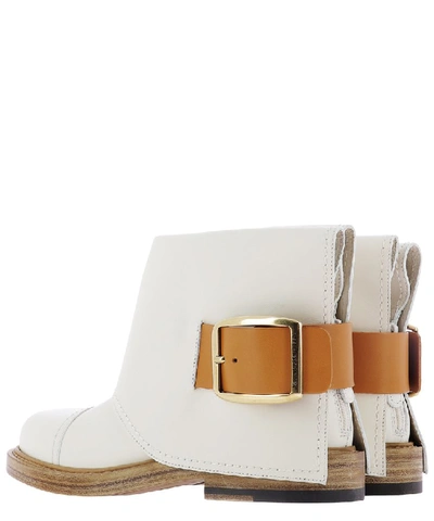 Shop Alexander Mcqueen Buckle Detail Ankle Boots In White