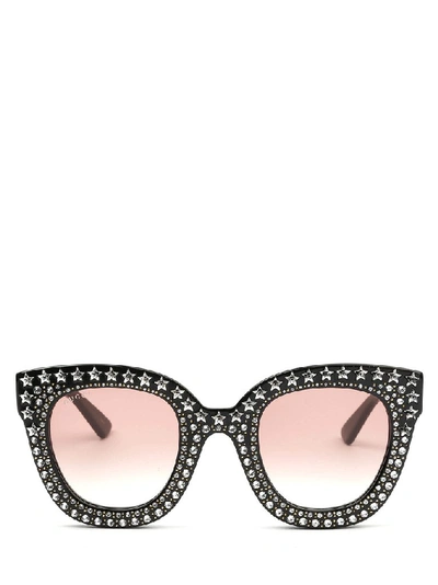 Shop Gucci Eyewear Studded Frame Sunglasses In Black