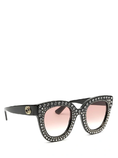 Shop Gucci Eyewear Studded Frame Sunglasses In Black