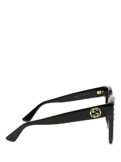Shop Gucci Eyewear Studded Frame Sunglasses In Black