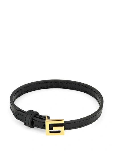 Shop Gucci G Plaque Bracelet In Black