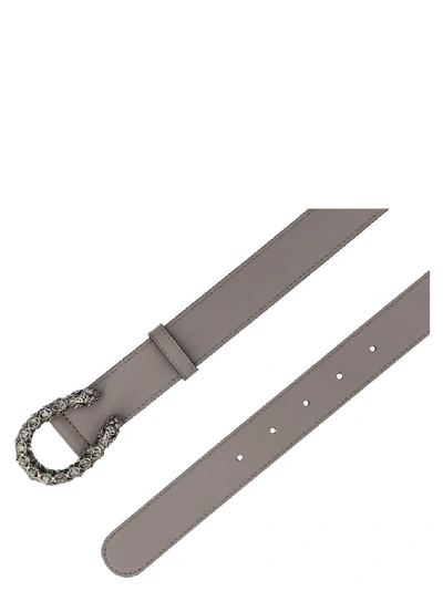 Shop Gucci Dionysus Buckle Belt In Grey