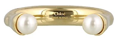 Shop Chloé Darcy Pearl Embellished Bracelet In Gold
