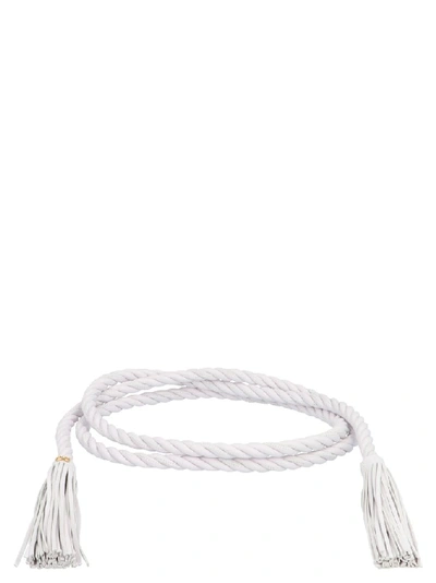 Shop Valentino Vlogo Tassel Braided Belt In White