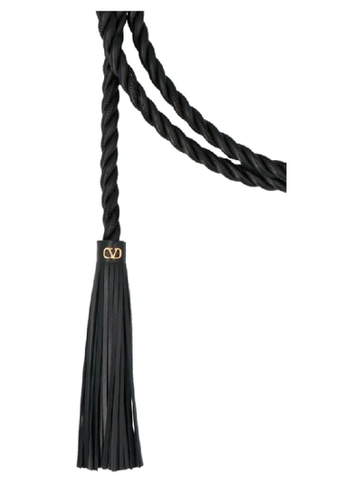 Shop Valentino Vlogo Tassel Braided Belt In Black