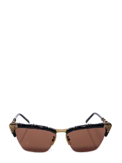 Shop Gucci Eyewear Bamboo Effect Cat Eye Sunglasses In Black