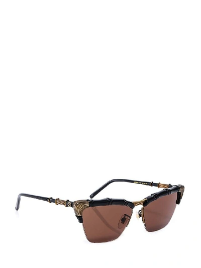 Shop Gucci Eyewear Bamboo Effect Cat Eye Sunglasses In Black