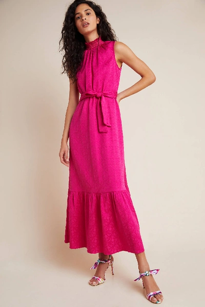 Shop Amadi Andresa Flounced Midi Dress In Pink