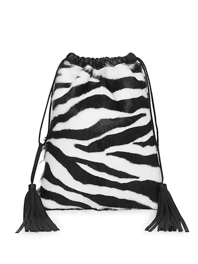 Shop Attico Zebra-print Goat Fur Leather Pouch