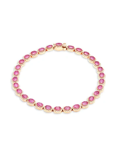 Shop Saks Fifth Avenue 14k Rose Gold, Ruby & Diamond Bracelet