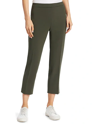 Shop Theory Crepe Basic Pull-on Cropped Pants In Green Slate