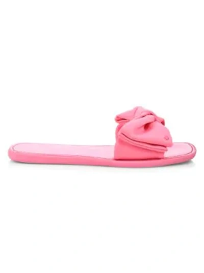 Shop Kate Spade Bikini Bow Flat Neoprene Sandals In Neon Pink