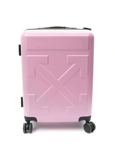 Shop Off-white Arrow Logo Rolling Luggage Light Pink